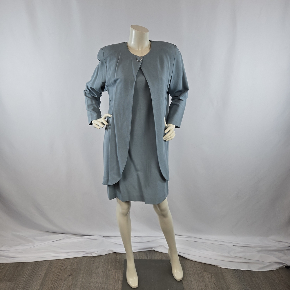 Elegant Blue Midi Dress with Jacket